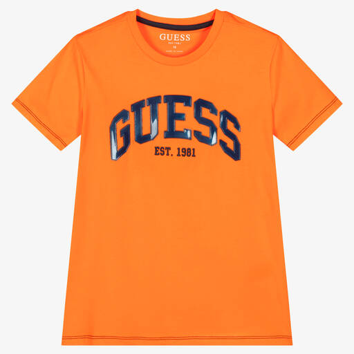 Guess-Оранжевая хлопковая футболка | Childrensalon Outlet