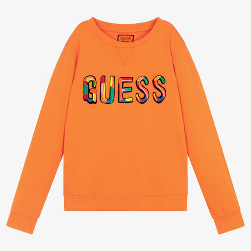 Guess-Teen Boys Orange Logo Sweatshirt | Childrensalon Outlet