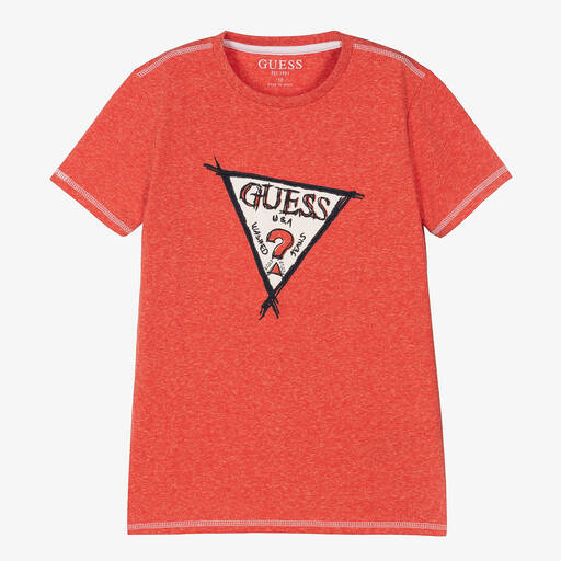 Guess-Teen Boys Red Logo T-Shirt | Childrensalon Outlet