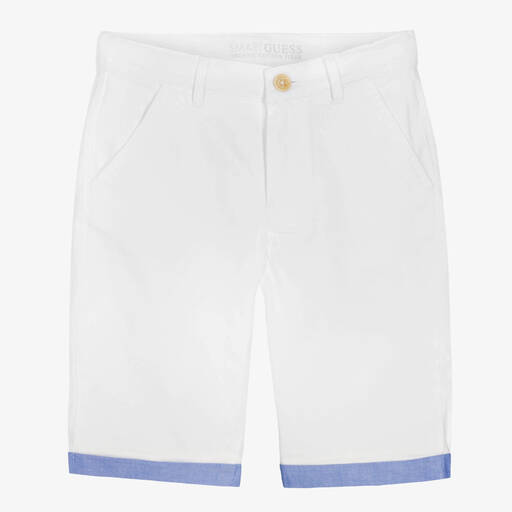 Guess-Teen Boys White Cotton Chino Shorts | Childrensalon Outlet