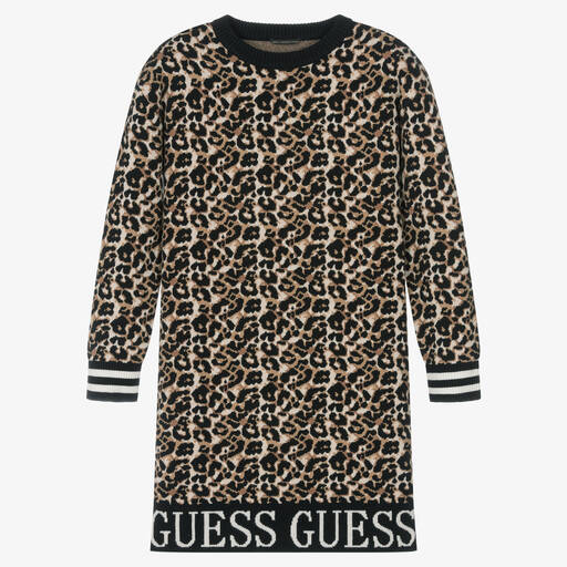 Guess-Teen Girls Beige Knitted Dress | Childrensalon Outlet