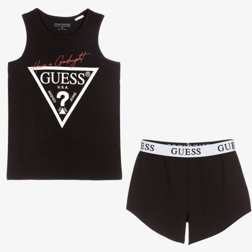Guess-Teen Girls Black Short Pyjamas | Childrensalon Outlet