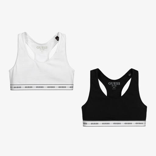 Guess-Teen Girls Black & White Bralettes (2 Pack) | Childrensalon Outlet