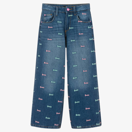 Guess-Teen Girls Blue Denim Logo Jeans | Childrensalon Outlet