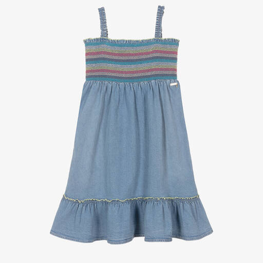 Guess-فستان تينز بناتي قطن دنيم لون أزرق | Childrensalon Outlet