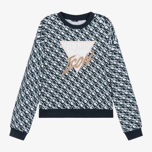 Guess-Синий свитшот с узором для девочек-подростков | Childrensalon Outlet
