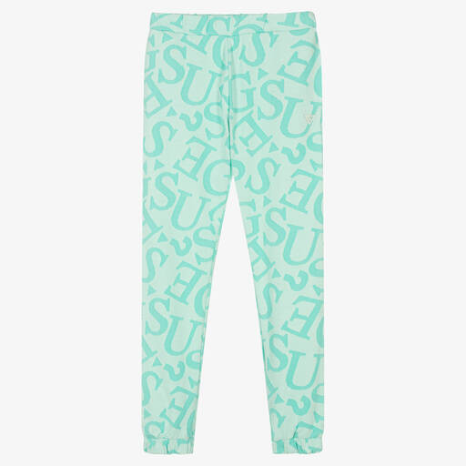 Guess-Teen Girls Green Logo Joggers | Childrensalon Outlet