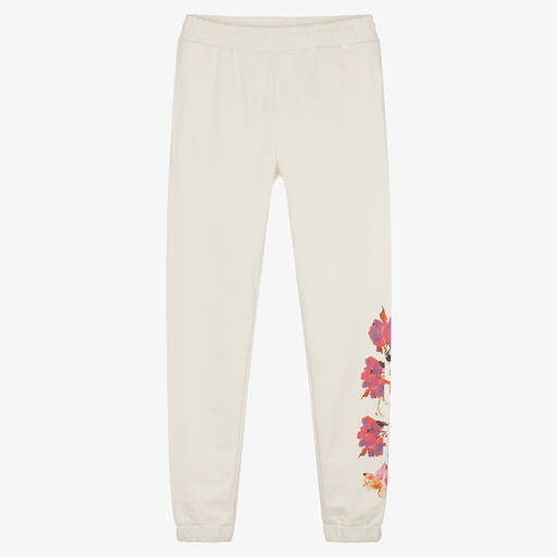 Guess-Teen Girls Ivory Cotton Floral Joggers | Childrensalon Outlet