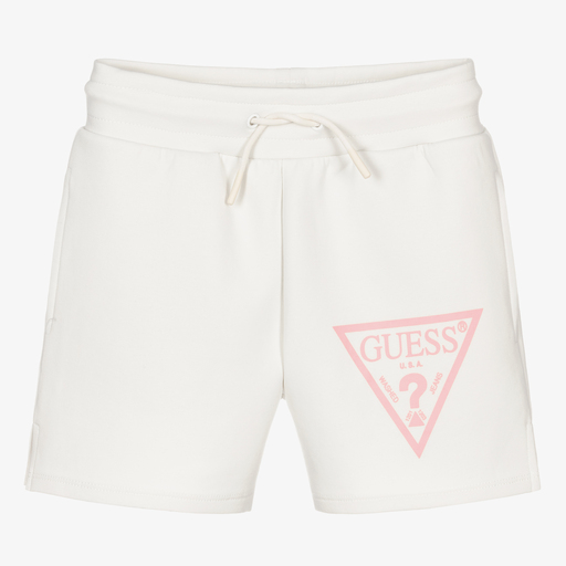 Guess-Teen Girls Ivory Cotton Shorts | Childrensalon Outlet