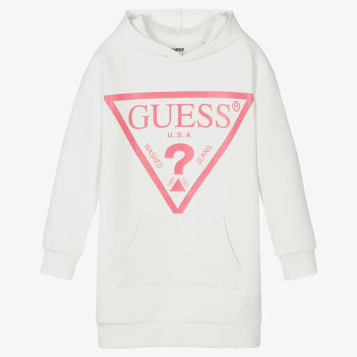 Guess-فستان هودي تينز قطن جيرسي لون عاجي | Childrensalon Outlet