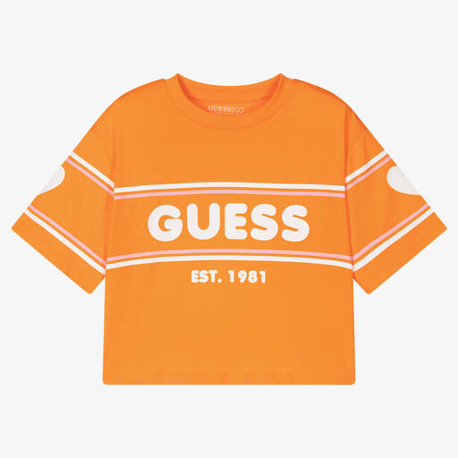 Guess-Teen Girls Orange Cotton T-Shirt | Childrensalon Outlet