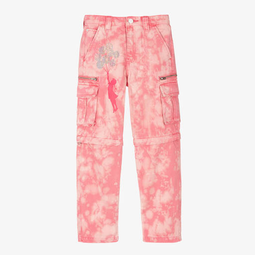 Guess-Teen Girls Pink Banksy Cargo Jeans | Childrensalon Outlet