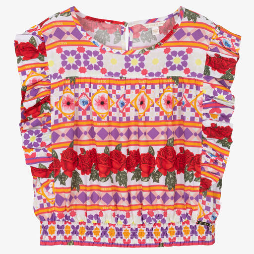 Guess-Teen Girls Pink Cropped Blouse | Childrensalon Outlet