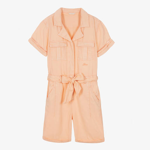 Guess-Teen Girls Pink Lyocell Twill Playsuit | Childrensalon Outlet