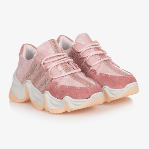 Guess-Teen Girls Pink Suede Trainers | Childrensalon Outlet