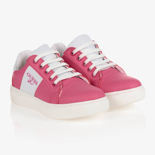 Guess-ترينرز تينز بناتي جلد صناعي لون زهري فيوشيا | Childrensalon Outlet