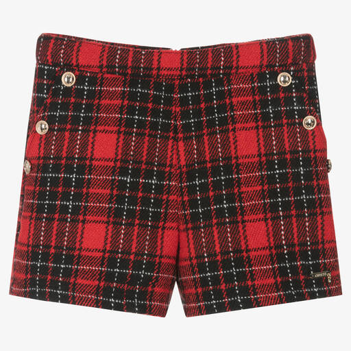 Guess-Teen Girls Red Tartan Shorts | Childrensalon Outlet