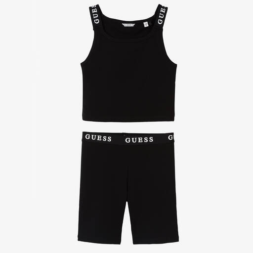 Guess-Черный спортивный топ и шорты из хлопка для девочек-подростков | Childrensalon Outlet
