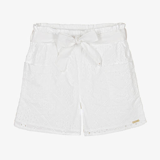 Guess-Teen Girls White Broderie Anglaise Shorts | Childrensalon Outlet