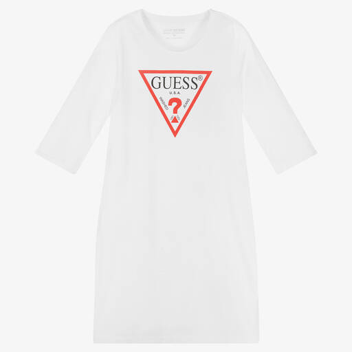 Guess-Teen Girls White Cotton Dress | Childrensalon Outlet