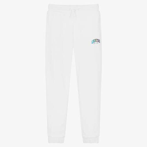 Guess-Teen Girls White Metallic Logo Joggers | Childrensalon Outlet