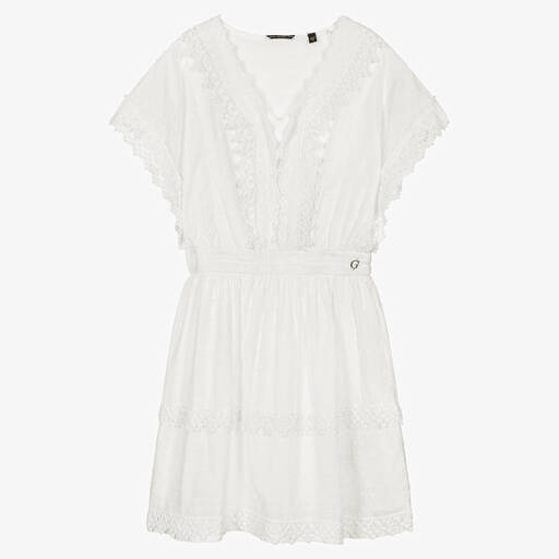 Guess-Teen Girls White Plumetis Cotton Dress | Childrensalon Outlet