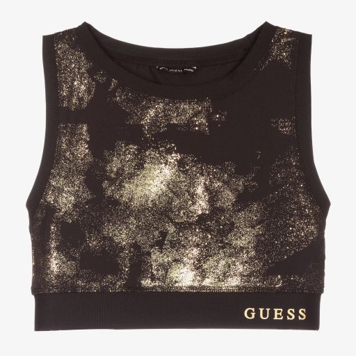 Guess-Золотисто-черный укороченный топ для подростков | Childrensalon Outlet