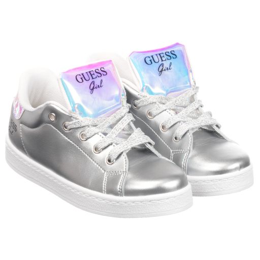 Guess-Teen Silver Logo Trainers | Childrensalon Outlet
