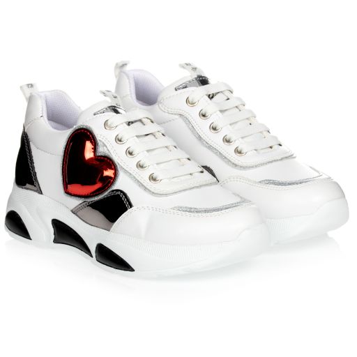 Guess-Teen White Logo Trainers | Childrensalon Outlet