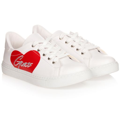 Guess-Teen White Logo Trainers | Childrensalon Outlet