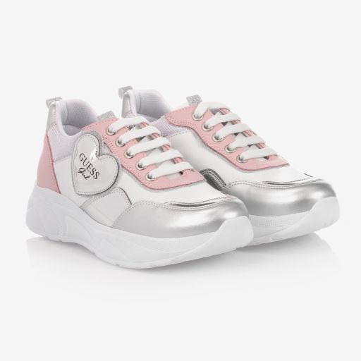 Guess-Teen White & Pink Trainers | Childrensalon Outlet