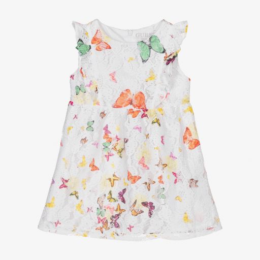 Guess-Белое платье с бабочками | Childrensalon Outlet