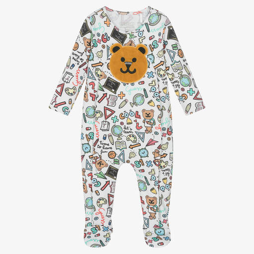 Guess-Белый хлопковый комбинезон с медвежатами | Childrensalon Outlet