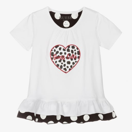 Guess-White Logo Heart T-Shirt | Childrensalon Outlet