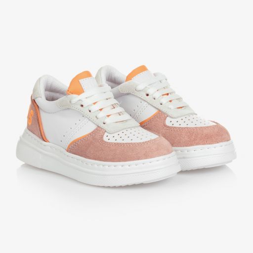 Guess-White & Pink Suede Trainers | Childrensalon Outlet