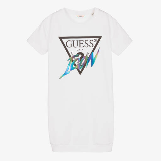 Guess-White Triangle Logo Dress | Childrensalon Outlet