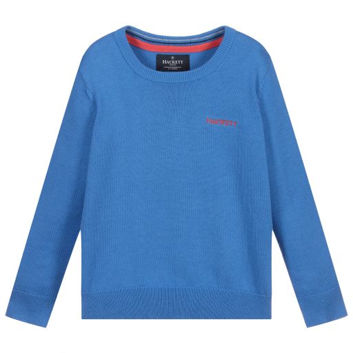 Hackett London-Blue Cotton Logo Sweater | Childrensalon Outlet