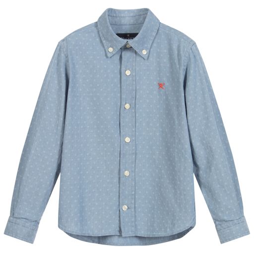 Hackett London-Blue Cotton Shirt | Childrensalon Outlet