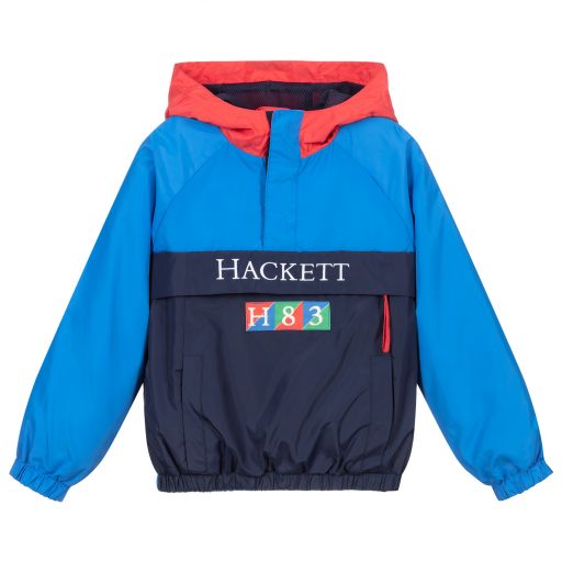 Hackett London-Blue & Red Hooded Windbreaker  | Childrensalon Outlet