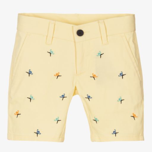 Hackett London-Boys Yellow Cotton Logo Shorts | Childrensalon Outlet