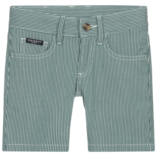 Hackett London-Green Striped Cotton Shorts | Childrensalon Outlet