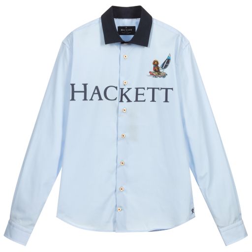 Hackett London-قميص تينز ولادي قطن بوبلين لون أزرق | Childrensalon Outlet