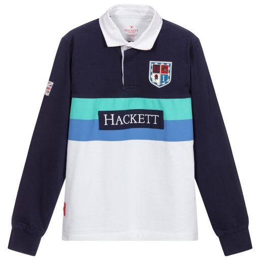 Hackett London-Teen Poloshirt in Blau und Weiß | Childrensalon Outlet