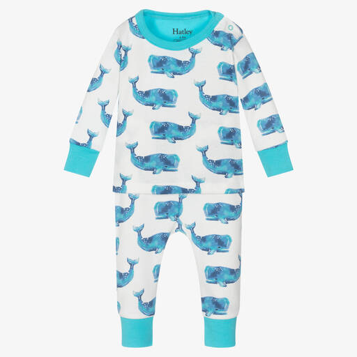 Hatley-Baby Boys White Whale Pyjamas | Childrensalon Outlet