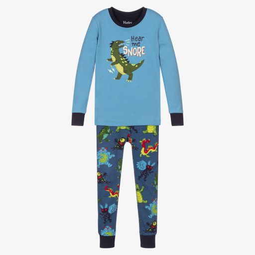 Hatley-Blue Dino Cotton Pyjamas | Childrensalon Outlet