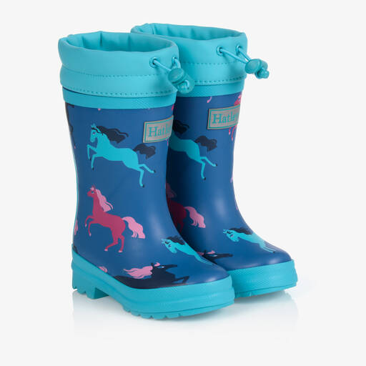 Hatley-Blue Horses Rain Boots | Childrensalon Outlet