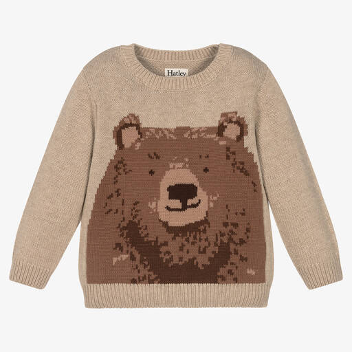 Hatley-Boys Beige Knitted Bear Sweater | Childrensalon Outlet