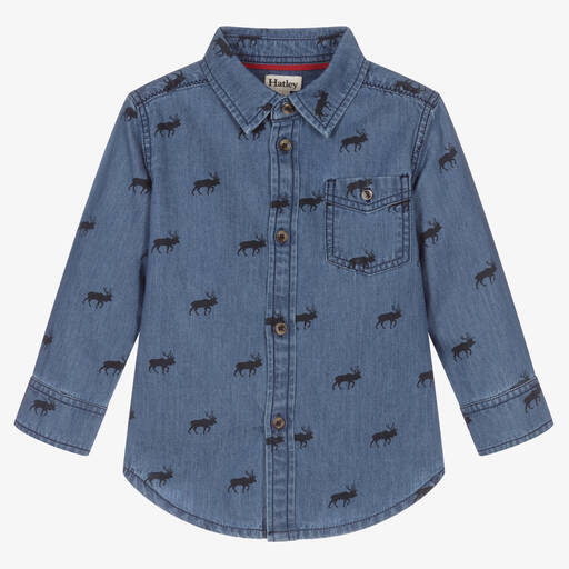 Hatley-قميص قطن شامبري لون أزرق للأولاد | Childrensalon Outlet
