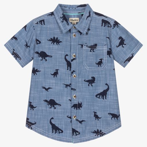 Hatley-Boys Blue Dino Cotton Shirt | Childrensalon Outlet