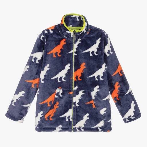 Hatley-Boys Blue Fleece Dinosaur Zip-Up Top | Childrensalon Outlet